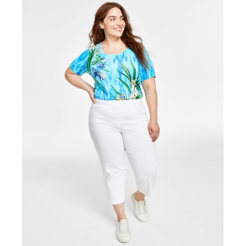 JM Collection Plus Size Lattice Hem Capri Pants